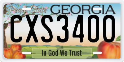 GA license plate CXS3400