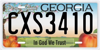 GA license plate CXS3410