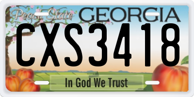 GA license plate CXS3418