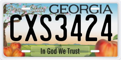 GA license plate CXS3424