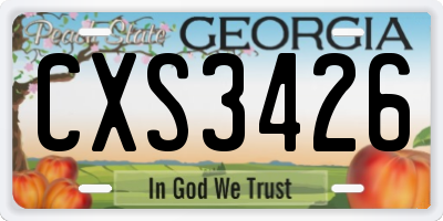 GA license plate CXS3426