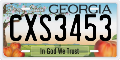 GA license plate CXS3453