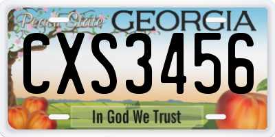 GA license plate CXS3456