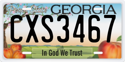 GA license plate CXS3467