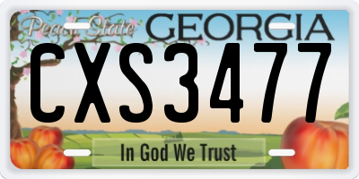 GA license plate CXS3477