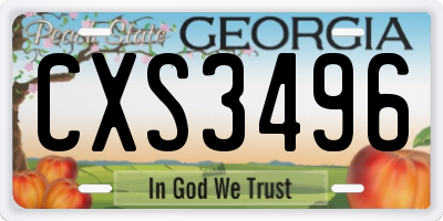 GA license plate CXS3496