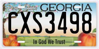 GA license plate CXS3498