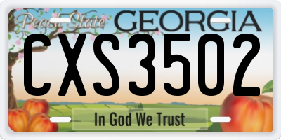 GA license plate CXS3502