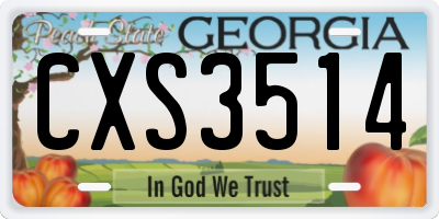 GA license plate CXS3514