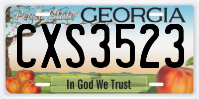 GA license plate CXS3523