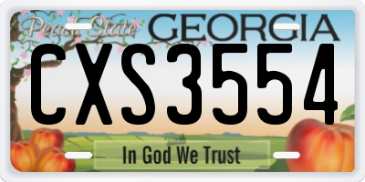 GA license plate CXS3554
