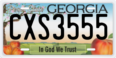 GA license plate CXS3555