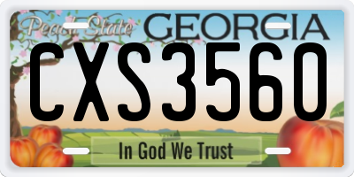GA license plate CXS3560