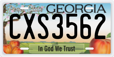 GA license plate CXS3562