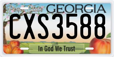 GA license plate CXS3588