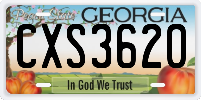 GA license plate CXS3620