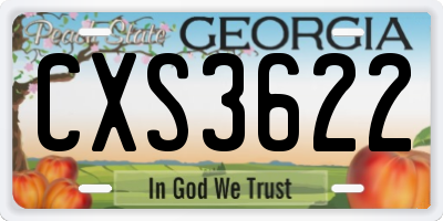GA license plate CXS3622
