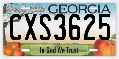GA license plate CXS3625