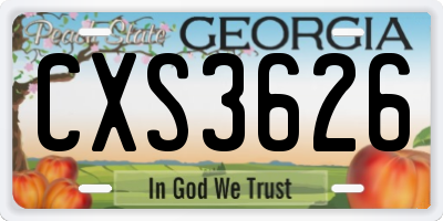 GA license plate CXS3626