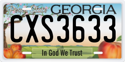 GA license plate CXS3633
