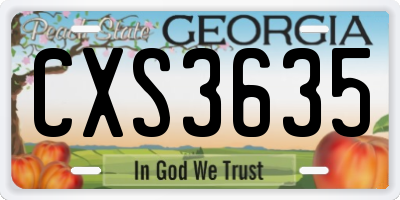 GA license plate CXS3635