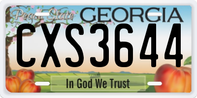GA license plate CXS3644