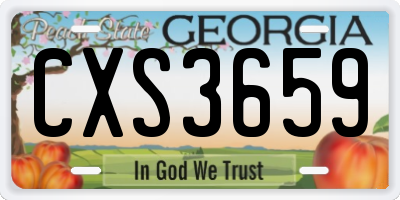 GA license plate CXS3659