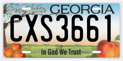 GA license plate CXS3661