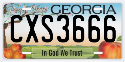 GA license plate CXS3666