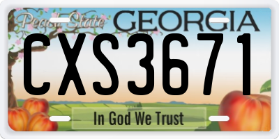 GA license plate CXS3671