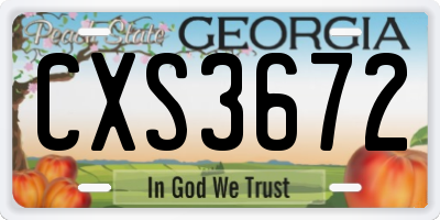 GA license plate CXS3672
