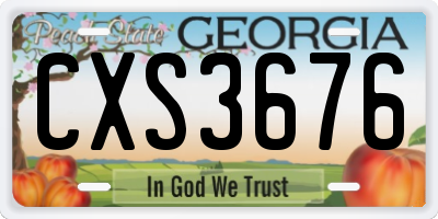 GA license plate CXS3676