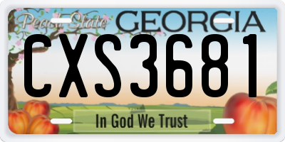 GA license plate CXS3681