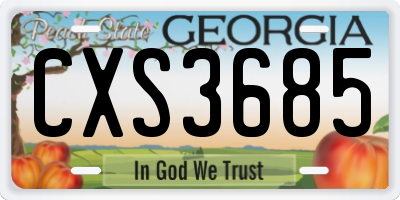 GA license plate CXS3685
