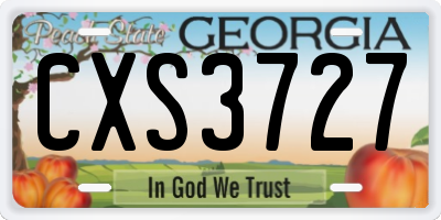 GA license plate CXS3727