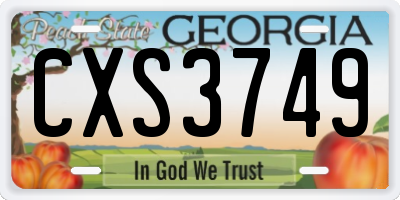 GA license plate CXS3749
