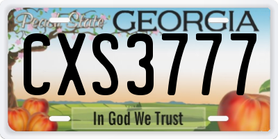GA license plate CXS3777