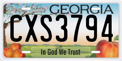GA license plate CXS3794