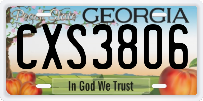 GA license plate CXS3806