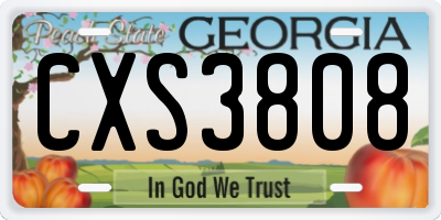 GA license plate CXS3808