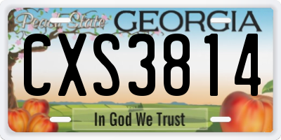 GA license plate CXS3814
