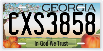 GA license plate CXS3858