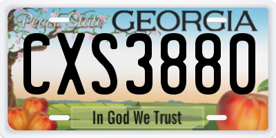 GA license plate CXS3880