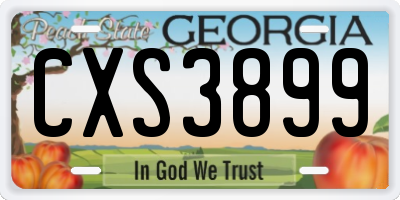 GA license plate CXS3899