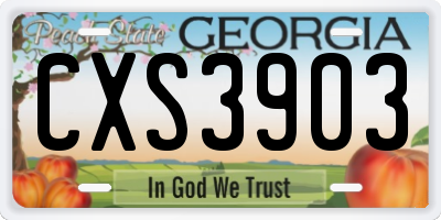 GA license plate CXS3903