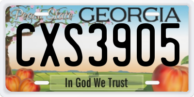 GA license plate CXS3905