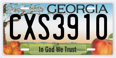GA license plate CXS3910