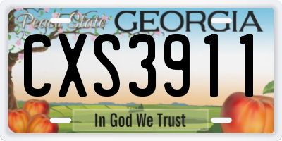 GA license plate CXS3911