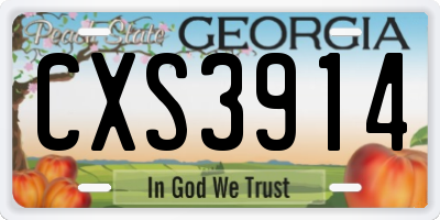 GA license plate CXS3914