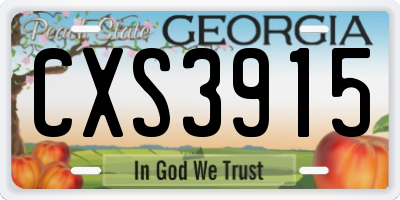 GA license plate CXS3915